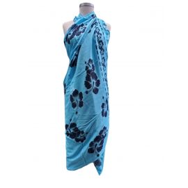 Hawaii Black Hibiscus Sarong Pareo BLUE