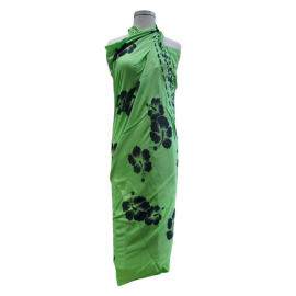 Hawaii Black Hibiscus Sarong Pareo GREEN