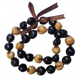 Kukui Nut Lei 32" - BLACK-BROWN-NATURAL Color