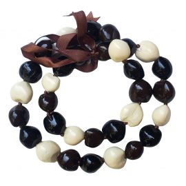 Kukui Nut Lei 32" - BLACK-BROWN-WHITE Color