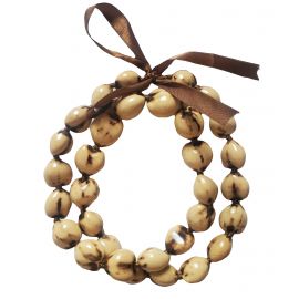 Kukui Nut Lei 32" - MARBLE-BEIGE Color