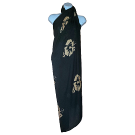 Plus Size Sarong Hibiscus Flowers BLACK