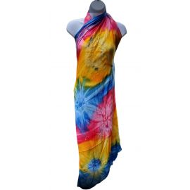Plus Size Tie Dye Sarong BLUE-PINK-YELLOW