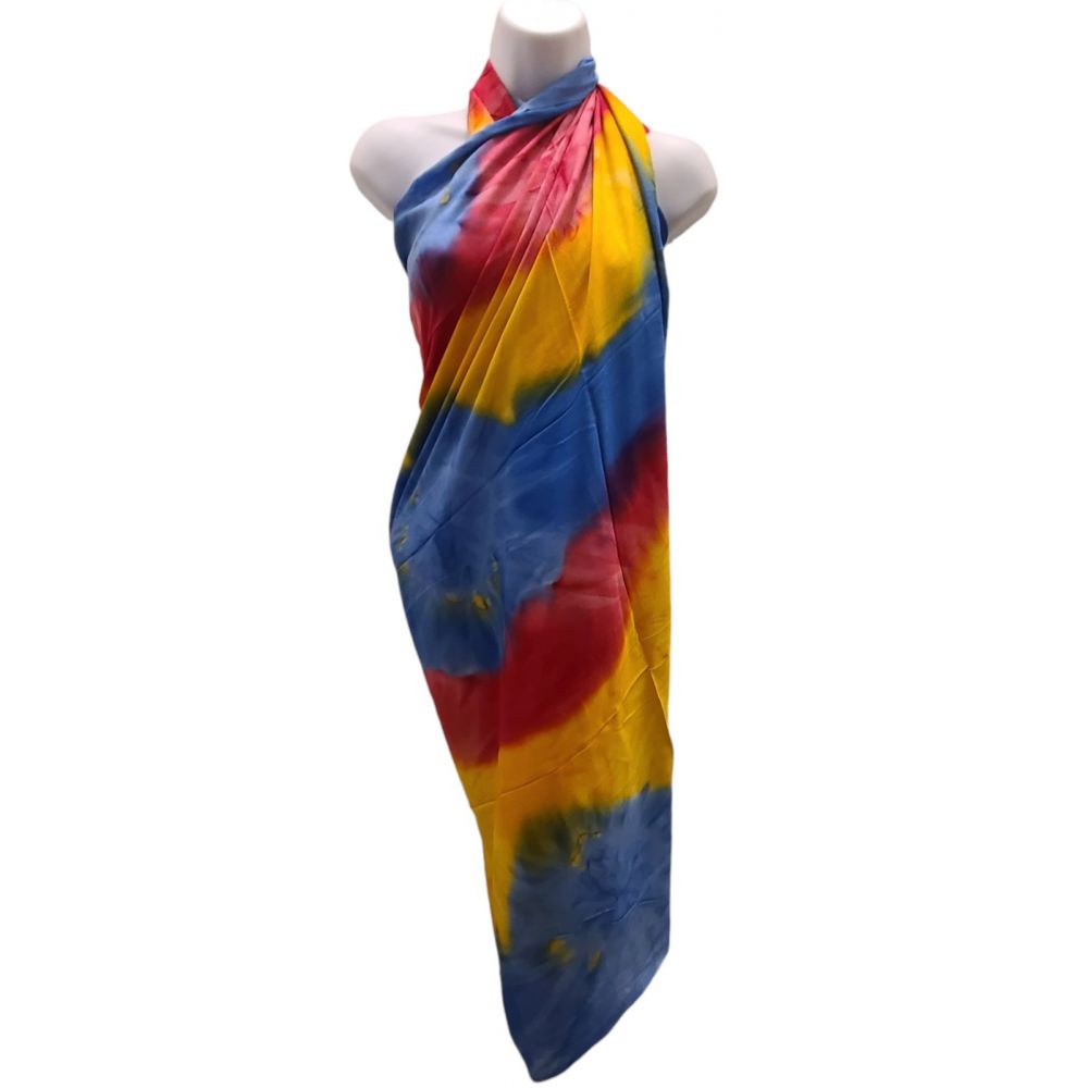 Tie Dye Sarong Blue - Red - Yellow