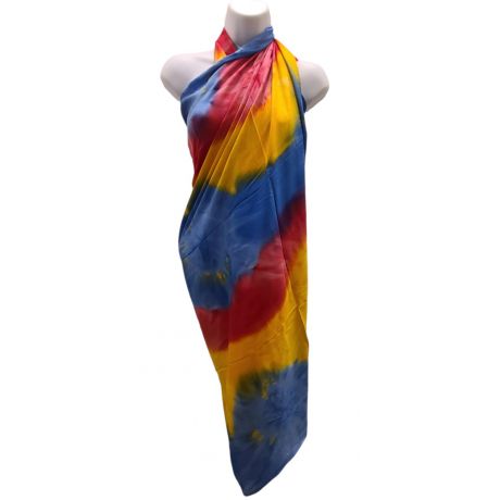 Tie Dye Sarong Blue - Red - Yellow