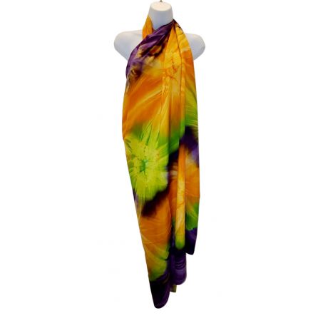 Tie Dye Sarong Green - Purple - Yellow