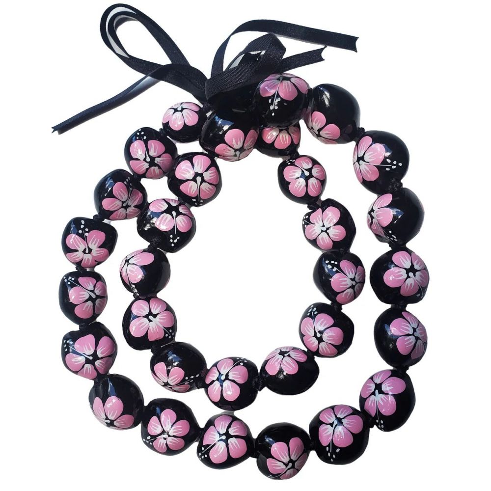 32 Best Quality Hawaii Hibiscus Flower Kukui Nut Necklace Leiy Rose