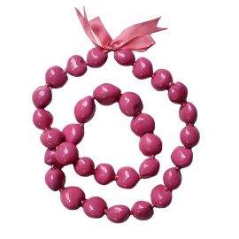 Kukui Nut Necklace Lei Hawaiian Wedding Luau Graduation Pink