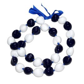Kukui Nut Necklace Lei Hawaiian Wedding Luau Graduation White Navy