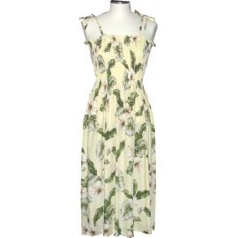 16D-812Y- Hawaiian Smock Midi Dress Makua Hibiscus