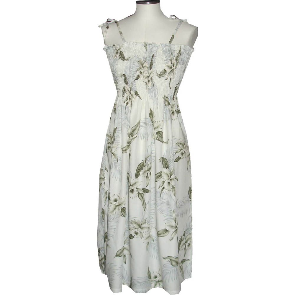 16D-809W- Hawaiian Smock Midi Dress Lulumahu Orchid