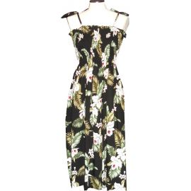 16D-812B- Hawaiian Smock Midi Dress Palolo Coral Orchid