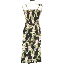 16D-812B- Hawaiian Smock Midi Dress Palolo Coral Orchid