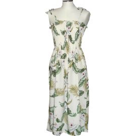 16D-812W- Hawaiian Smock Midi Dress Palolo Coral Orchid