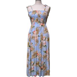 16D-824BL -Hawaiian Smock Midi Dress Classic Orchid