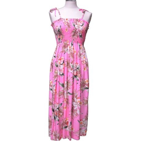 16D-824P -Hawaiian Smock Midi Dress Classic Orchid