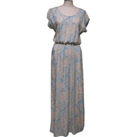 23LD-828 BL- Kohala Forest Blue Full Length Short Sleeve Hawaiia