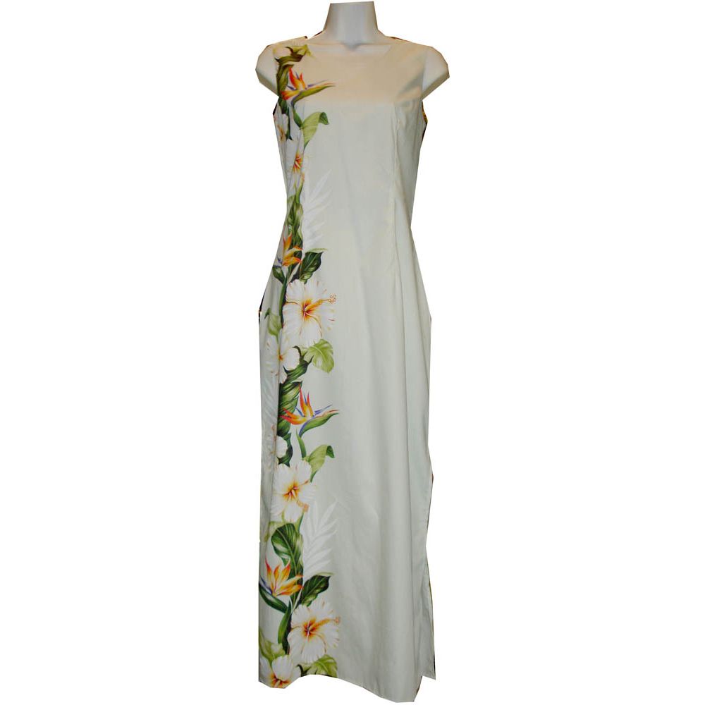 2LDB-437W- White Hibiscus Shining Hawaiian Dress