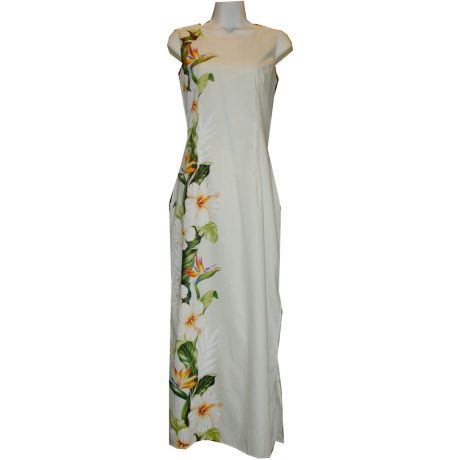 2LDB-437W- White Hibiscus Shining Hawaiian Dress