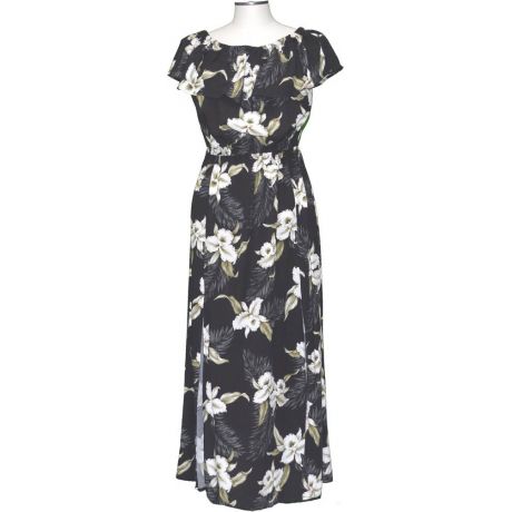 Lulumahu Orchid Black Off The Shoulder Summer Dress