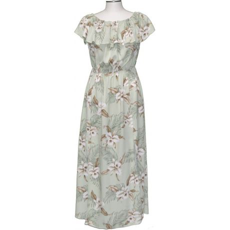 Lulumahu Orchid Green Off The Shoulder Summer Dress