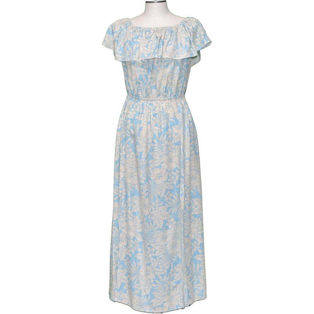 Kohala Forest Blue Off The Shoulder Summer Dress