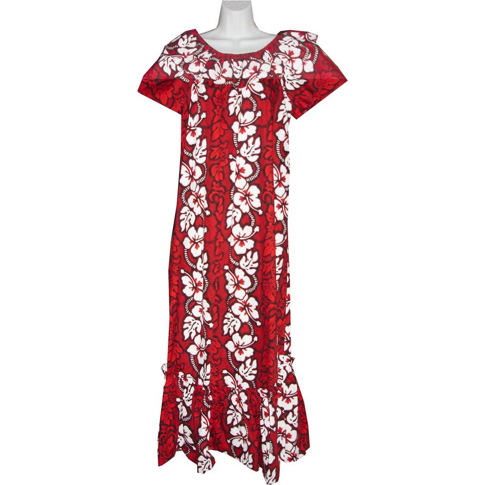 3LM-213R - Long Red Cotton Muumuu Hawaiian Dress
