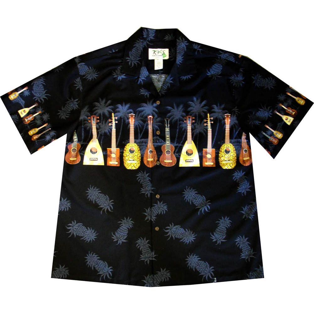 AL-407 B  Ukulele Chest Band Black Hawaiian Shirt
