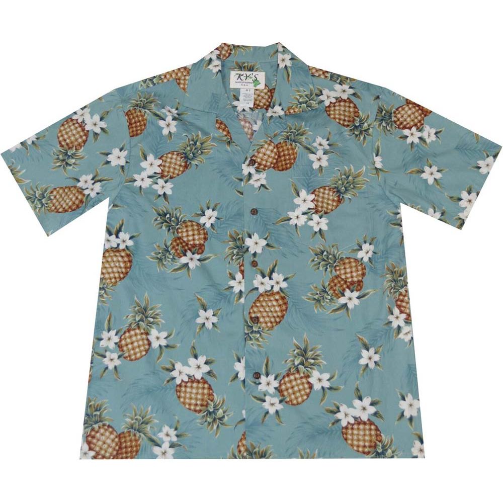 AL-410BL -Pineapple Blue Aloha Shirt