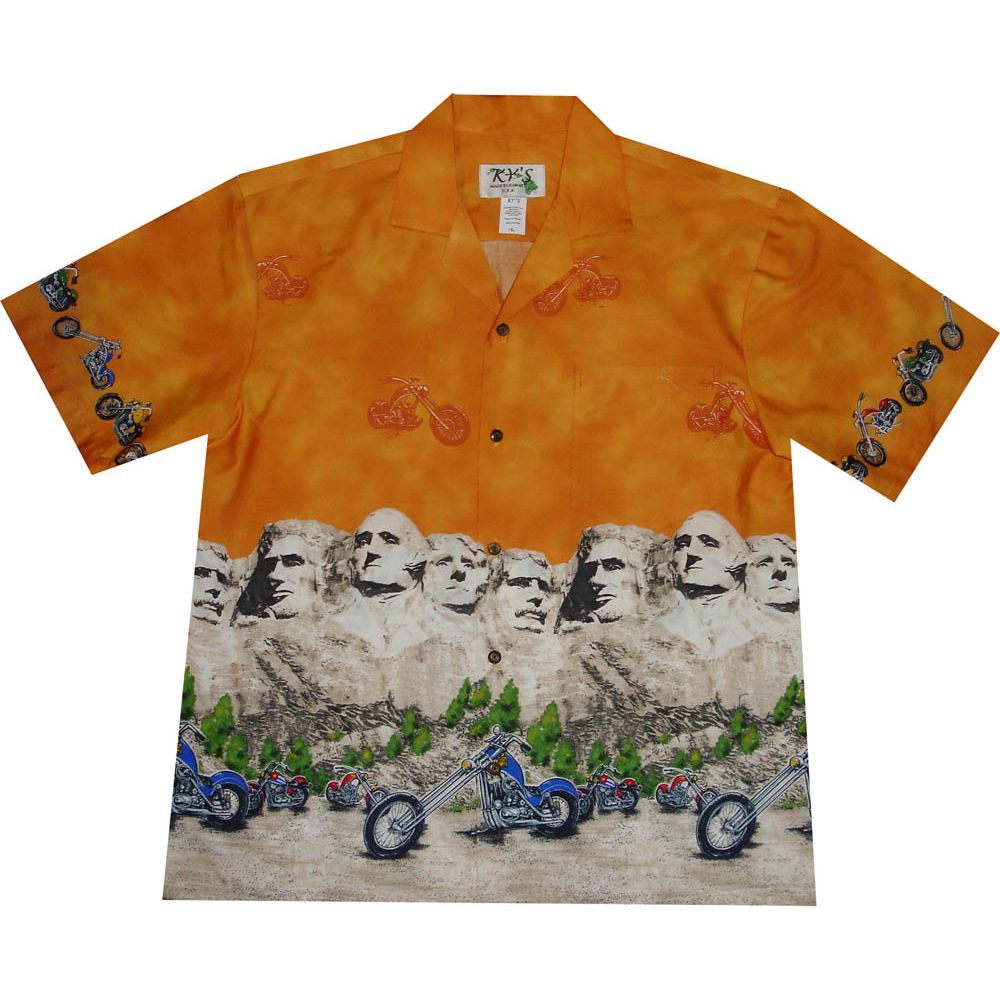 AL427OR- Presidents USA Orange Cotton Mens Hawaiian Shirt