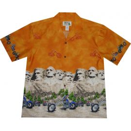 AL427OR- Presidents USA Orange Cotton Mens Hawaiian Shirt