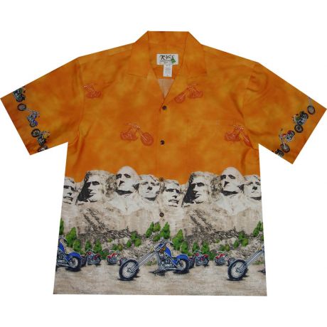 AL427OR- Presidents USA Orange Cotton Mens Hawaiian Shirt