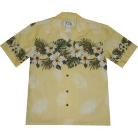 AL-430 Y Original-Hibiscus-Chest-Band-Yellow-Hawaiian-Shirt