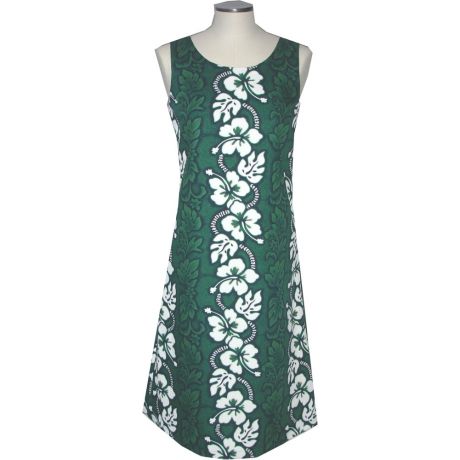 4D-213 G Hibiscus Panel Green Summer Dress