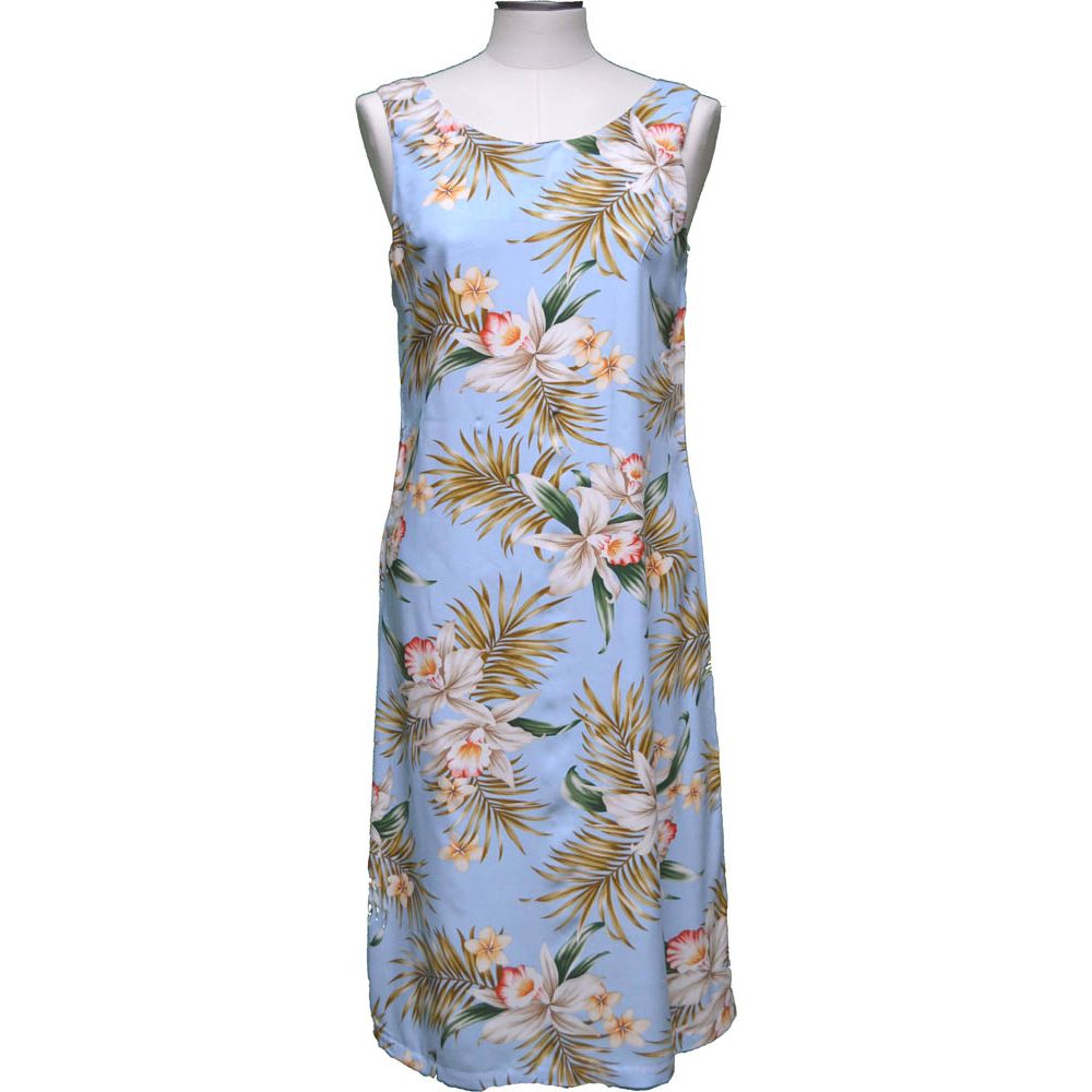 4D - 824BL- Classic Orchid Blue Hawaiian Loose Dress