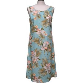 4D - 824G - Classic Orchid Green Hawaiian Loose Dress