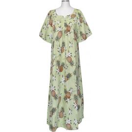 5M-410G- Pineapple Cotton Hawaiian Muumuu Dress