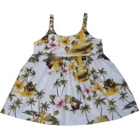 7KD- 525W Pali Lookout Rooster Hawaiian Bungee Dress