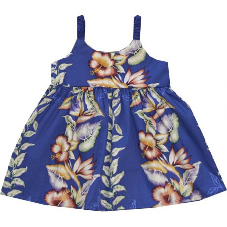 7KD-535NB-Vintage Anthurium Design Hawaiian Kid Dress