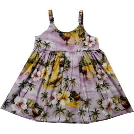 7KD- 525P Pali Lookout Rooster Hawaiian Bungee Dress