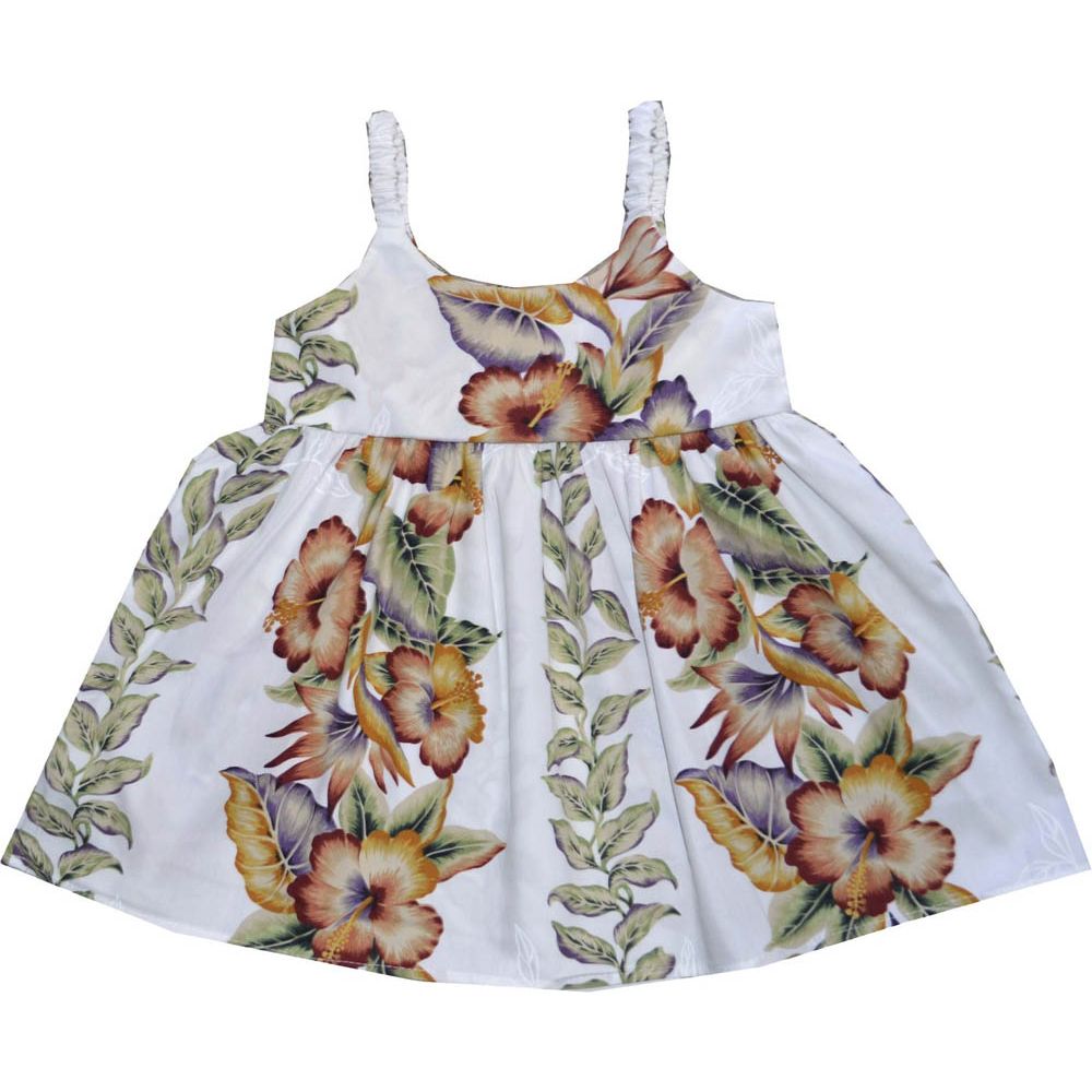 7KD-535 W-Vintage Anthurium Design Hawaiian Kid Dress