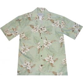 AL-809G - Lulumahu Orchid Green Rayon Mens Aloha Shirt