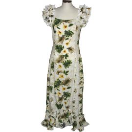 9LM-449W - Yellow Hibiscus Traditional Muumuu Dress