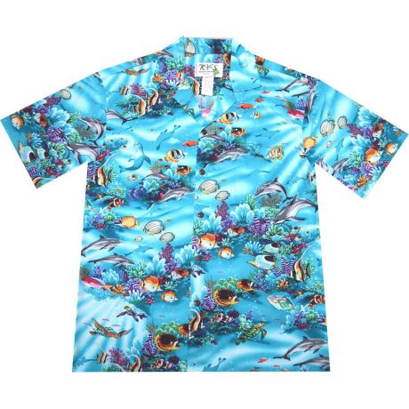 AL-411 G- Hanauma Bay Green Aloha Shirt