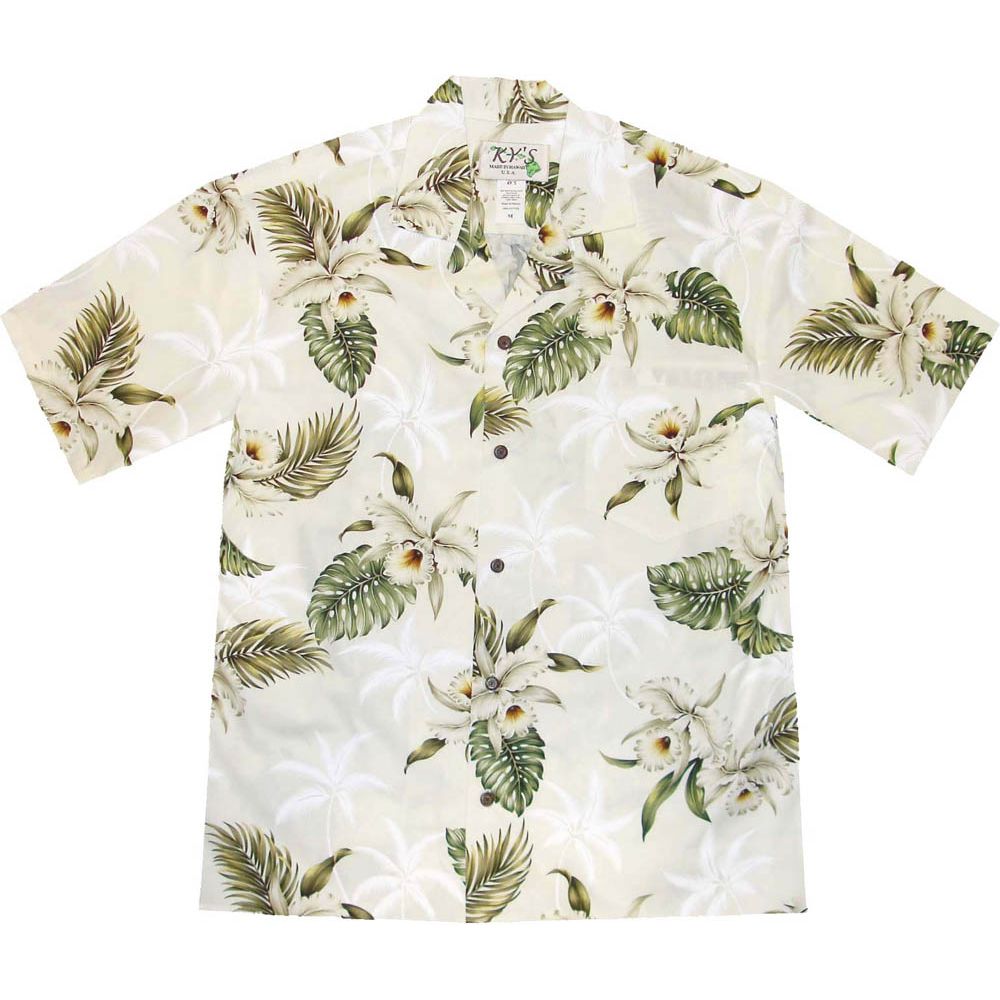 AL-413W- Classic Orchid White Aloha Shirt