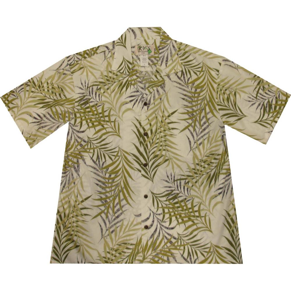 AL-423W - Palm Leaf White Aloha Shirt