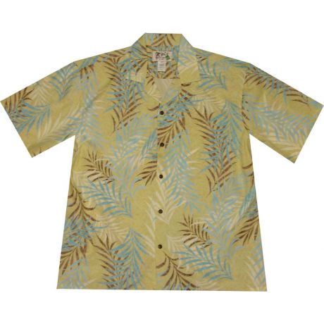 AL-423Y- Palm Leaf Yellow Aloha Shirt
