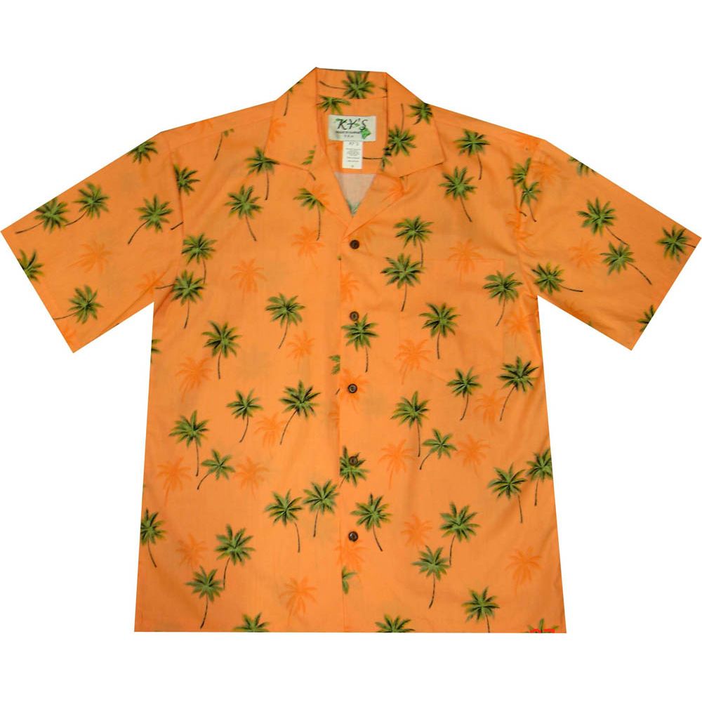AL-435OR- Palm Trees Orange Aloha Shirt
