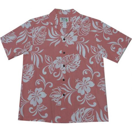 AL-486CO - Classic Hibiscus Coral Aloha Shirt