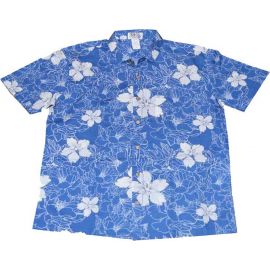 ALS-534BL- Kailua Hibiscus Slim Fit Hawaiian Shirt